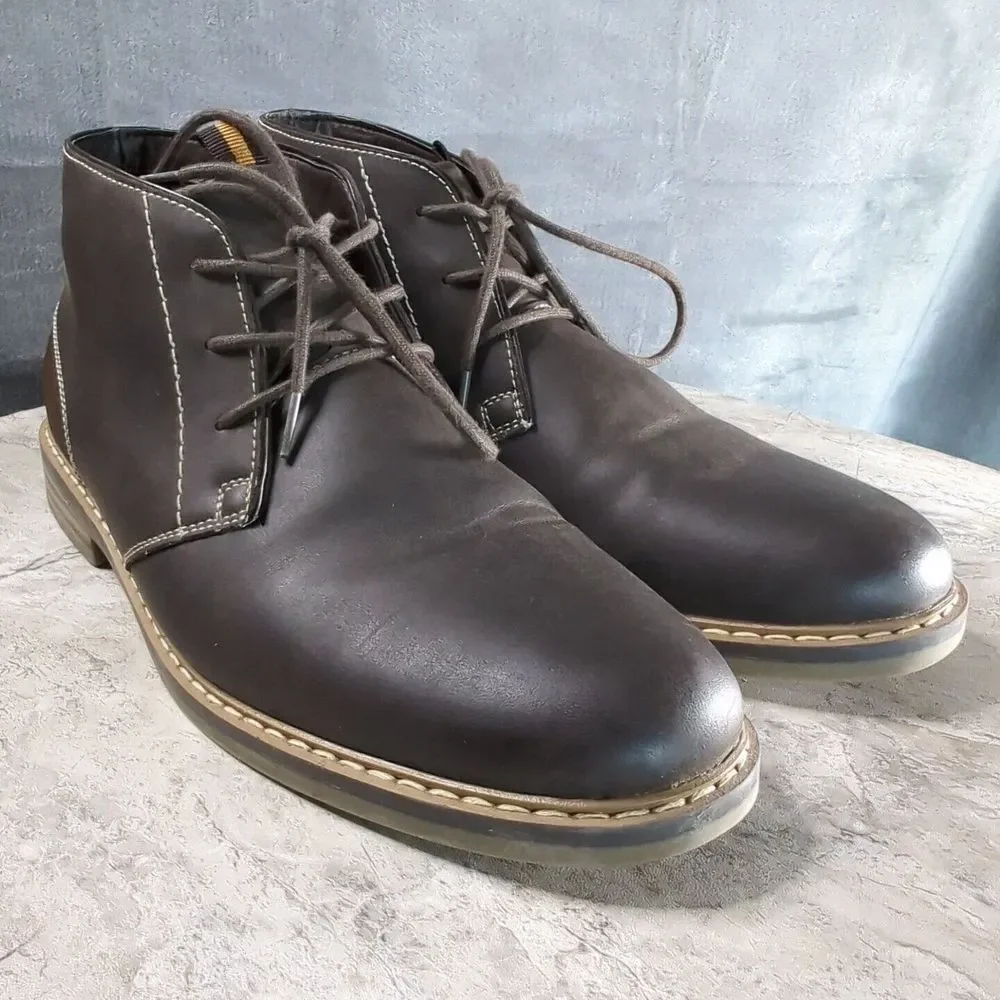 Steve Madden‎ M Edict Brown Faux Leather Ankle High Shoes Mens Size 9.5 M 910727